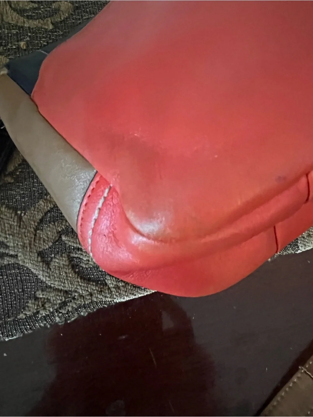 Vintage Coach Colorblock Navy and Coral Crossbody with Tan Sides